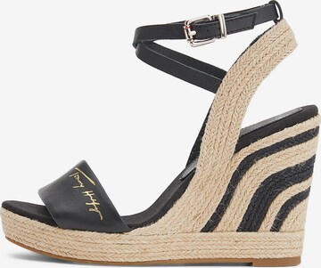 TOMMY HILFIGER - Sandalias con hebilla en negro: frente