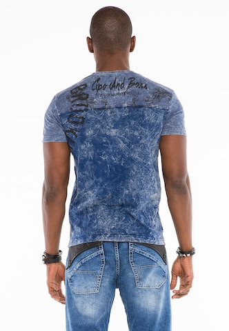 CIPO & BAXX T-Shirt mit Biker-Schädeldruck in Blau