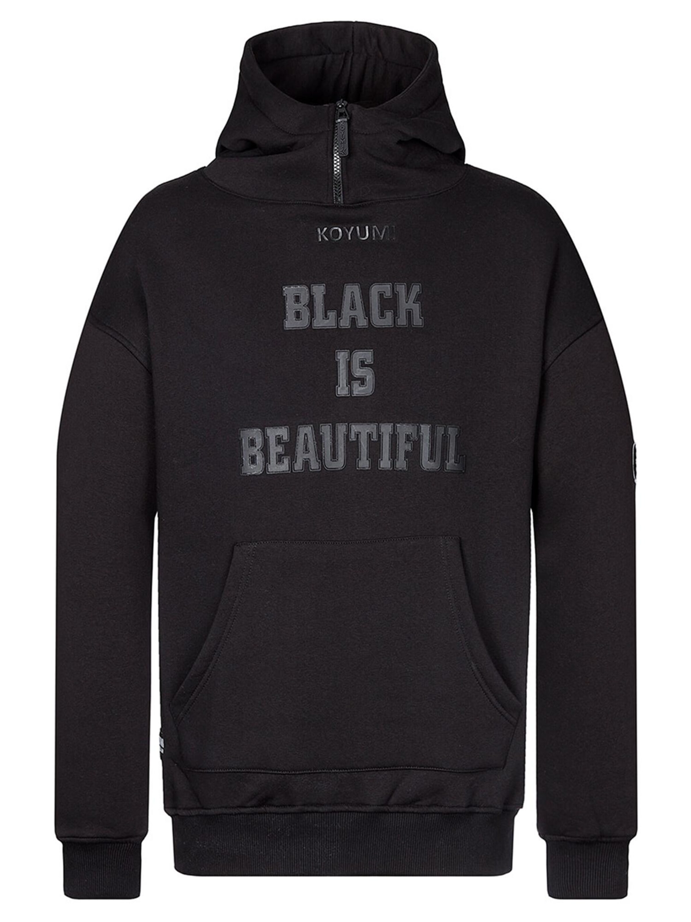 Sweat-shirt 'Oversize Hoodie mit Zipper & Print – 3-Faden Stoff - Warm 'Yasin Says'' Koyumi en noir : devant