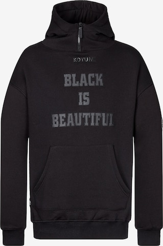Sweat-shirt 'Oversize Hoodie mit Zipper & Print – 3-Faden Stoff - Warm 'Yasin Says'' Koyumi en noir : devant