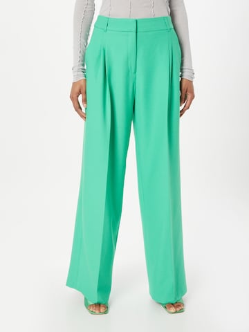 s.Oliver BLACK LABEL Wide leg Pleat-front trousers in Green: front