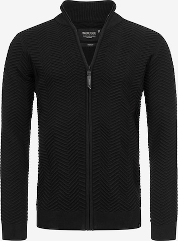INDICODE JEANS Knit Cardigan 'Lexson' in Black: front