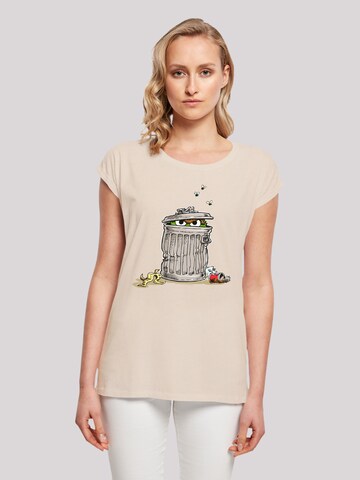 F4NT4STIC Shirt 'Sesame Street Oscar Tresh Box' in Beige: voorkant