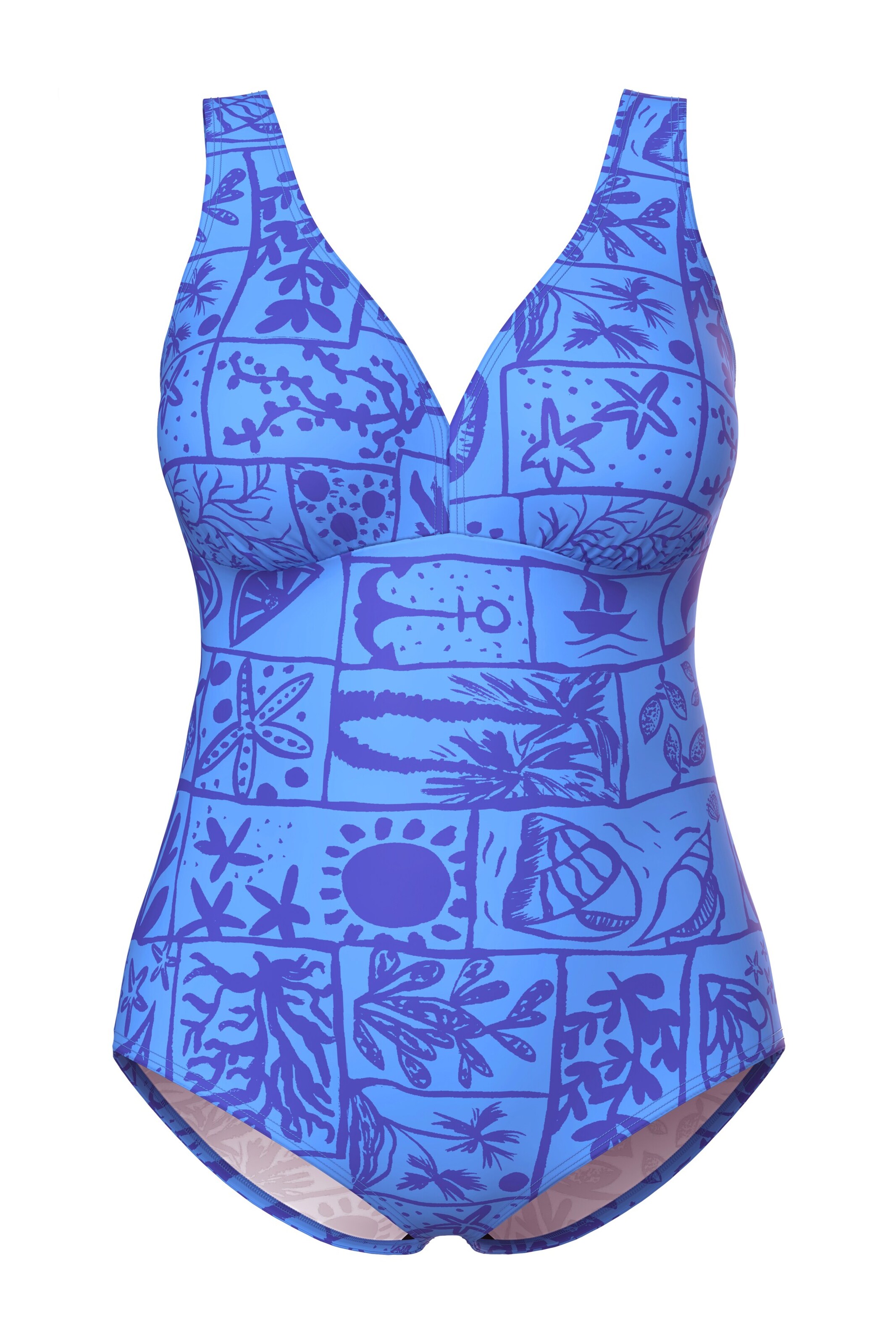 Ulla Popken Triangel Badpak in Blauw: voorkant