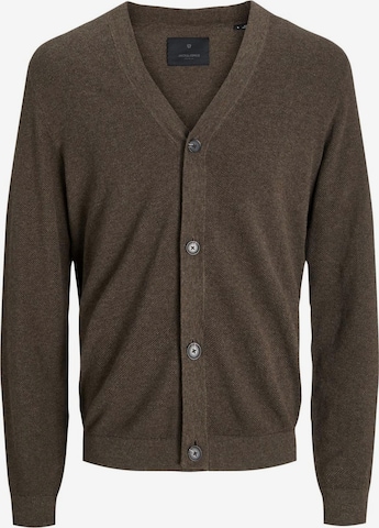 JACK & JONES Knit Cardigan in Brown: front