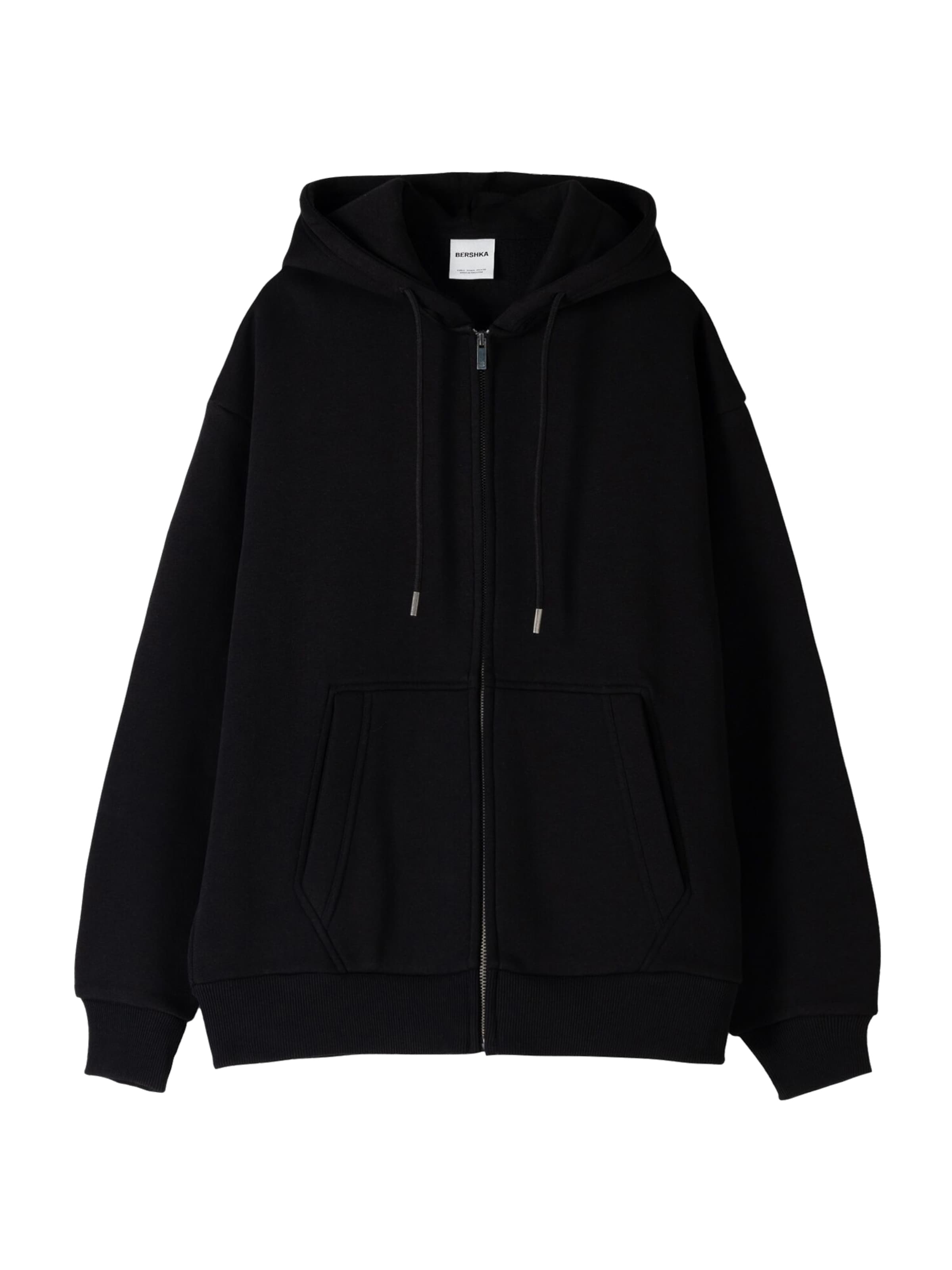 Bershka Zip Up Hoodie in Black ABOUT YOU