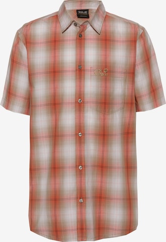JACK WOLFSKIN Athletic Button Up Shirt 'Hot Chili' in Red: front