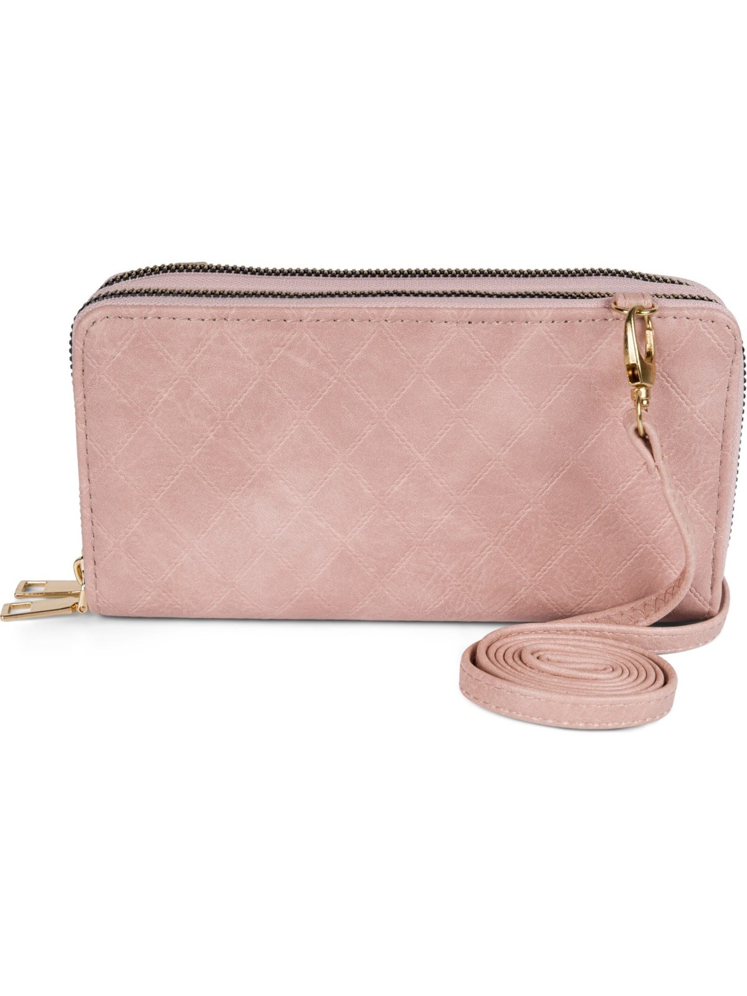 styleBREAKER Crossbody bag '2 in 1 Umhängetasche - Geldbörse Rauten' in Pink: front