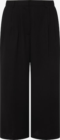 Ulla Popken Loose fit Pleat-Front Pants in Black: front