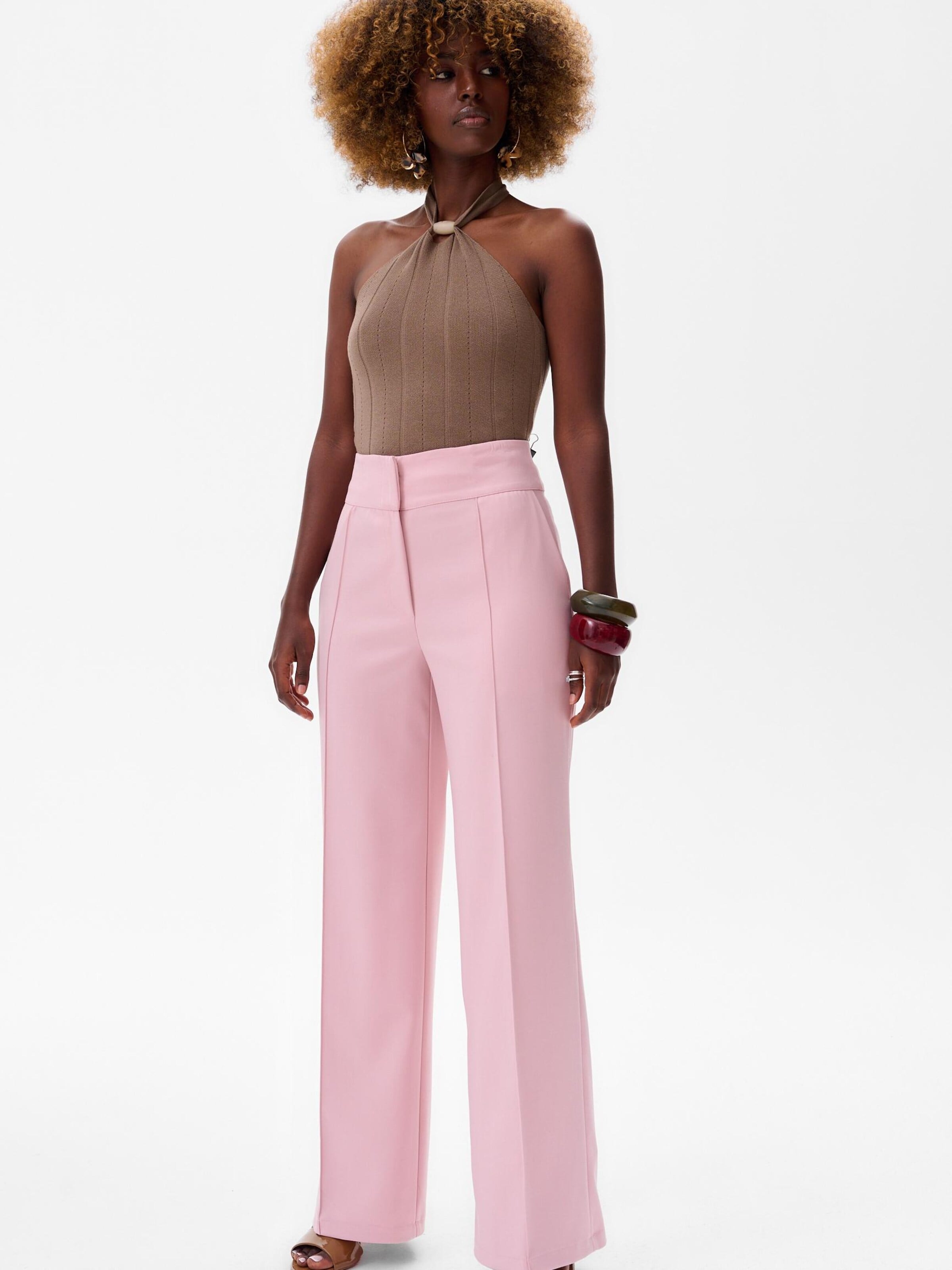 Blue Shadow Regular Pants in Pink: front