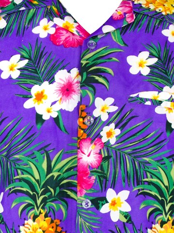 King Kameha Bluse 'Pineapple Flowers' in Lila