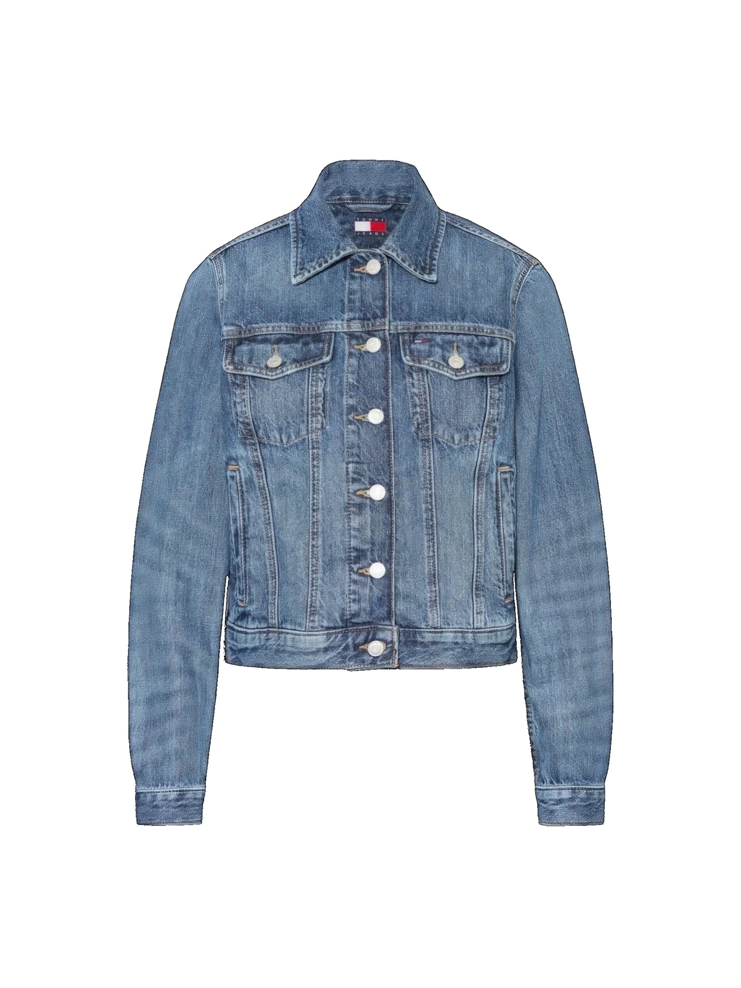 TOMMY HILFIGER Übergangsjacke 'Tommy Hilfiger női kék rövid farmerdzseki'‌‌‌‌‌‌‌‌‌‌ in Blau: Vorderseite