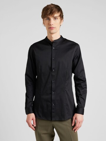 JACK & JONES Slim fit Button Up Shirt 'JPRBLAPARMA' in Black: front