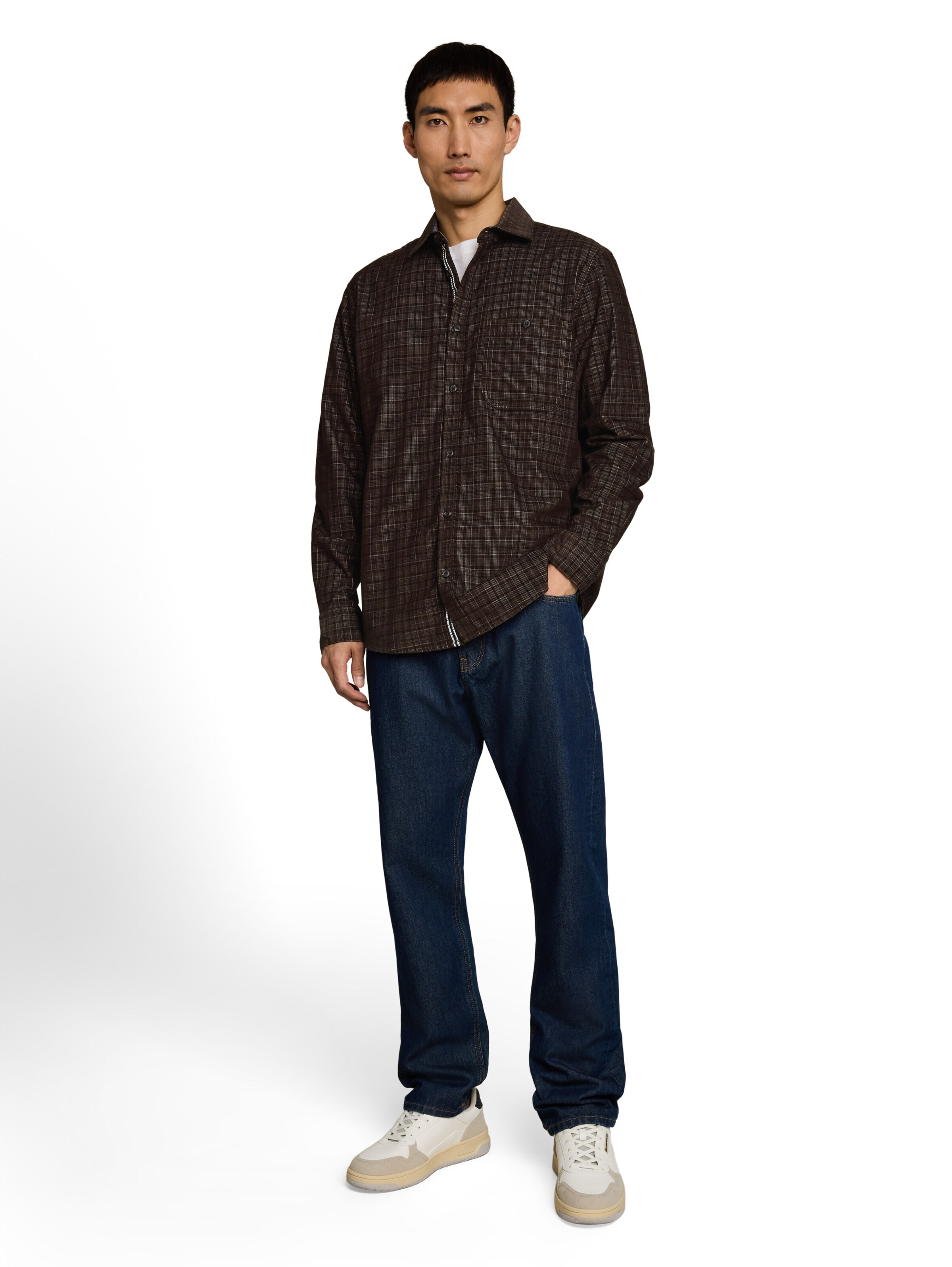 TOM TAILOR Regular fit Button Up Shirt in Brown