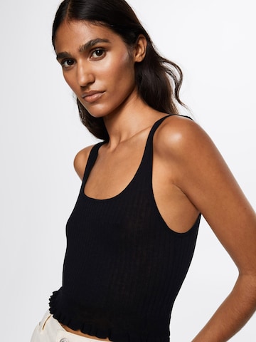 MANGO Knitted Top 'RUFFI' in Black: front