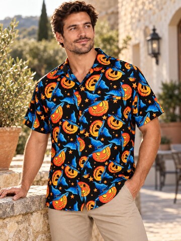Maglietta 'Helloween Pumpkin Hat' di King Kameha in blu