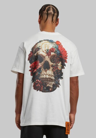 Forgotten Faces T-shirt 'Overgrown Skull' i vit: framsida