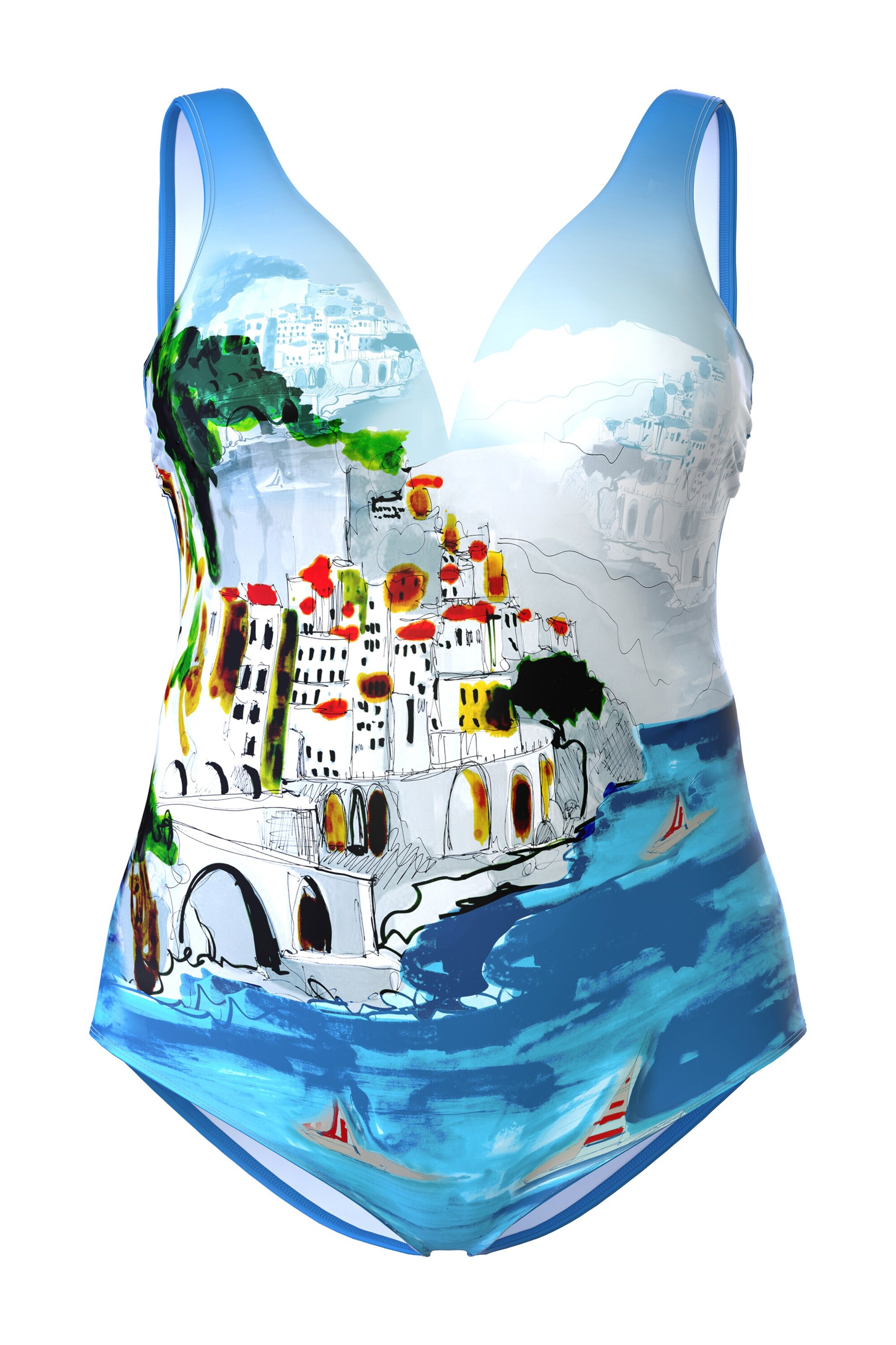 Ulla Popken Badpak in Blauw: voorkant