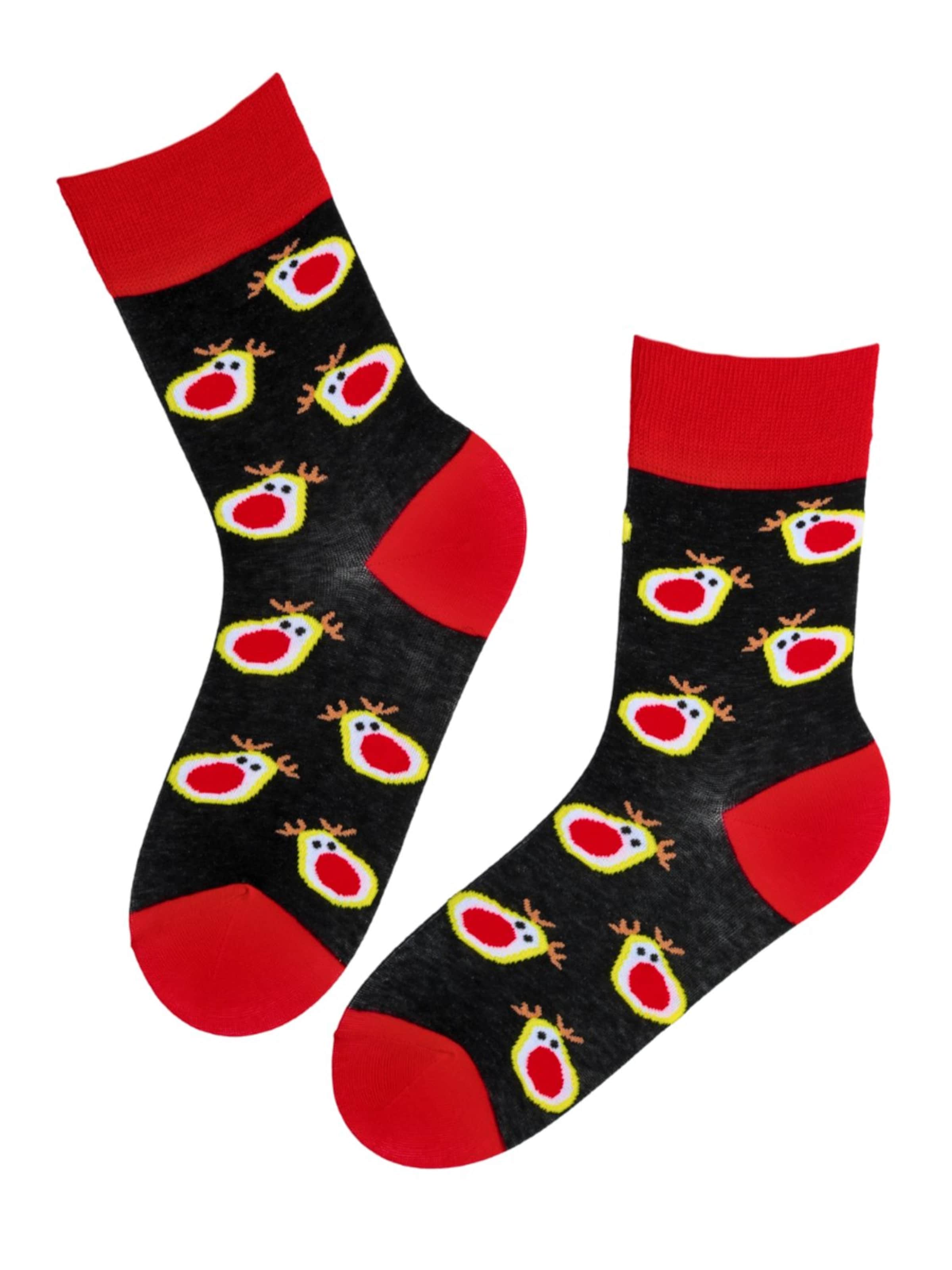 Sokisahtel - Calcetines 'PAXTON Christmas avocado cotton socks' en rojo: frente