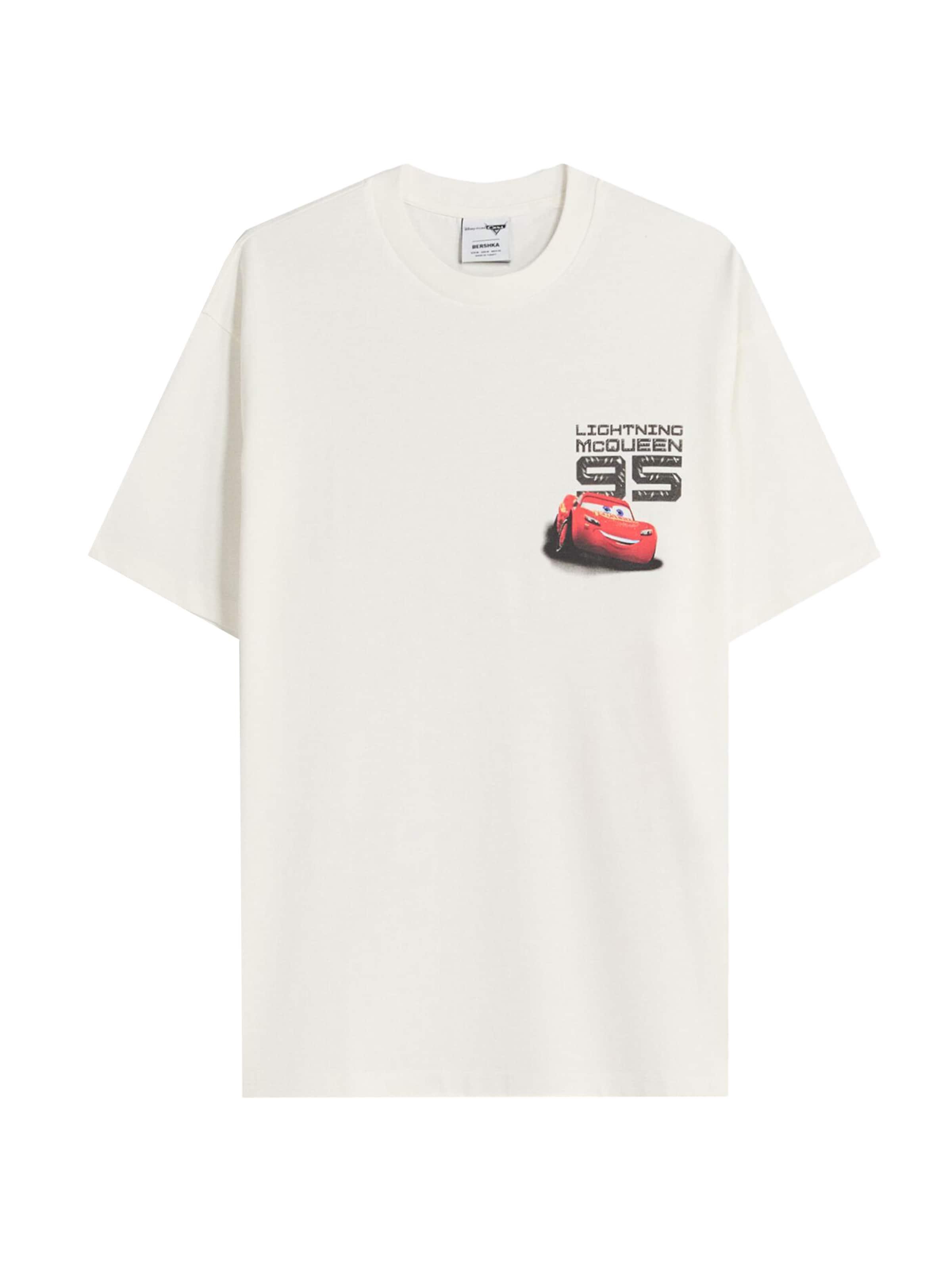 Maglietta 'Cars' di Bershka in bianco: frontale