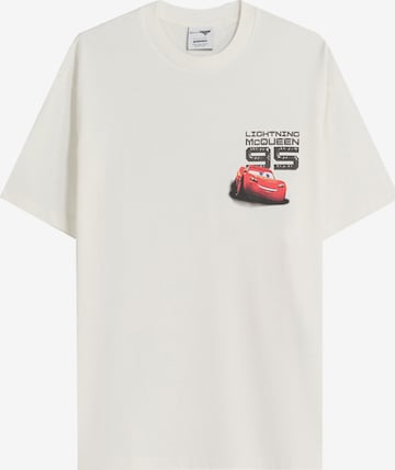 Bershka Majica 'Cars' | bela barva: sprednja stran