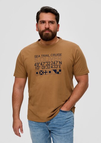 s.Oliver Men Big Sizes Shirt in Brown: front