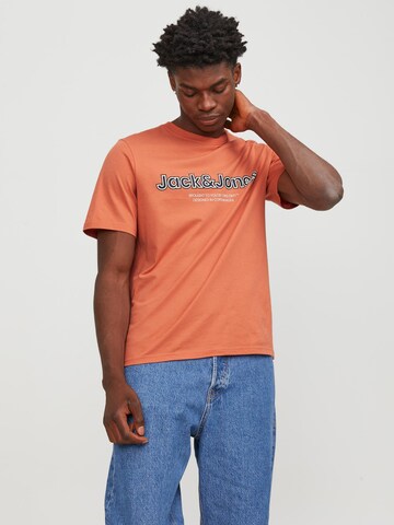JACK & JONES Тениска 'LAKEWOOD' в оранжево: отпред