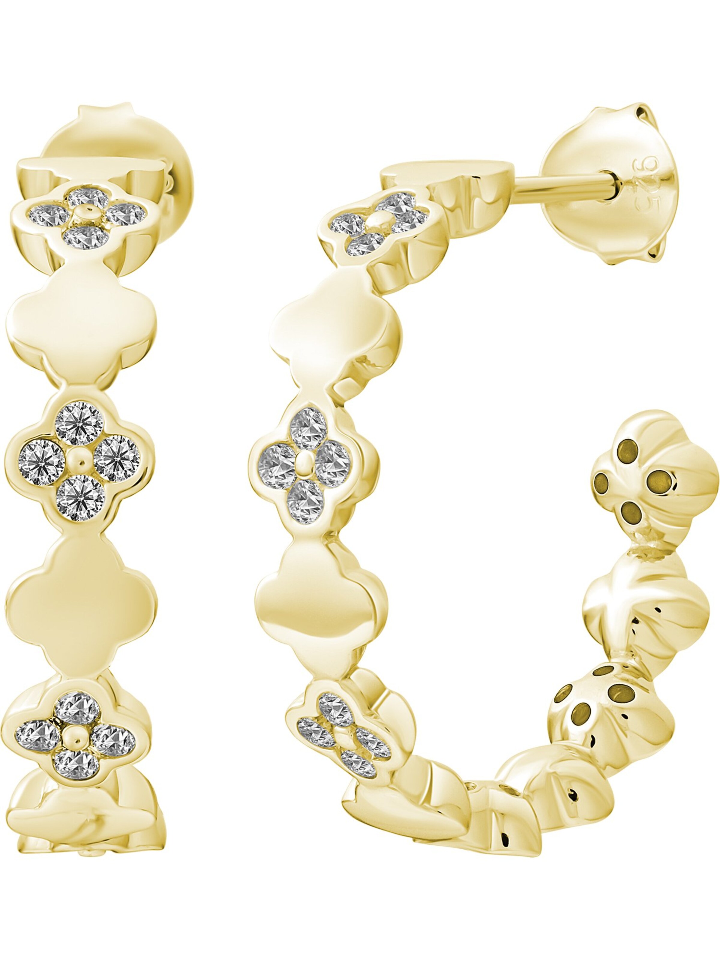 Boucles d'oreilles caï en or : devant