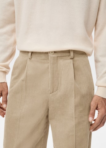 MANGO MAN Loose fit Pleated Pants 'Portici' in Beige