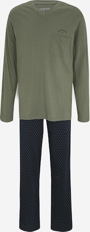 SCHIESSERDuga pidžama - zelena boja: prednji dio