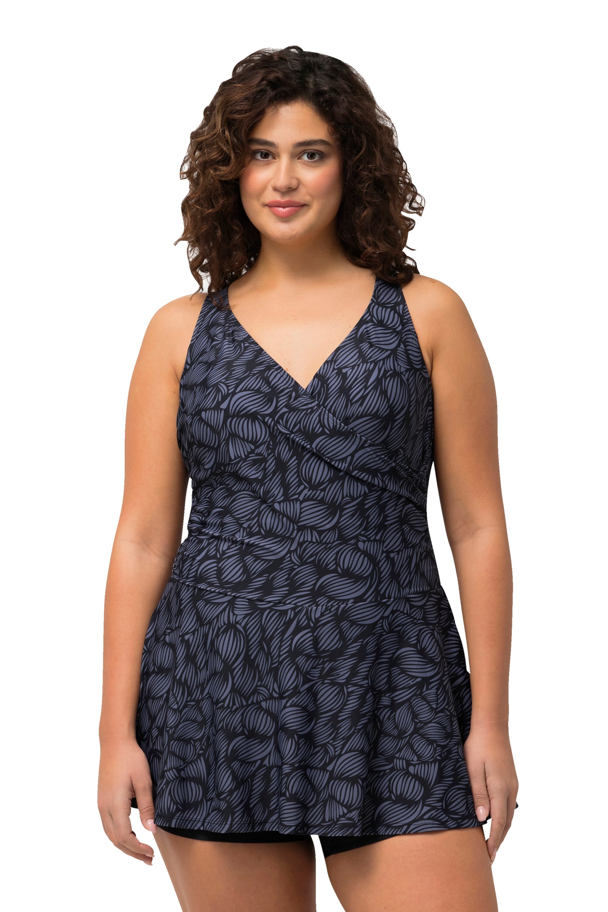 Ulla Popken Bustier Badpakjurk in Grijs: voorkant