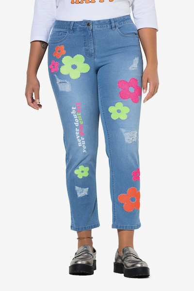 Angel of Style Jeans in blue denim / pastellgrün / orange / pink, Produktansicht