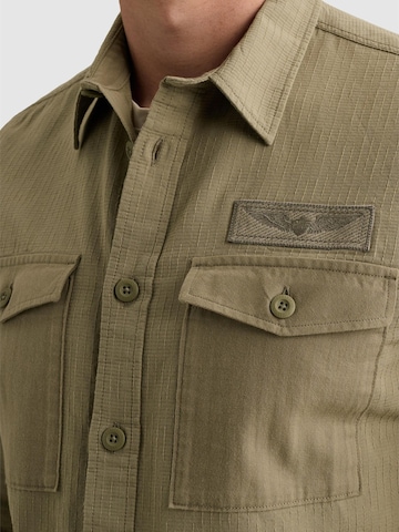PME Legend Regular fit Button Up Shirt 'Shirt in 100% cotton with chest pockets and badge' in Green