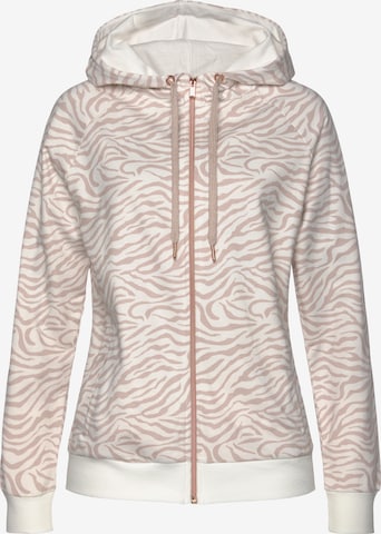 LASCANA - Sudadera con cremallera en beige: frente