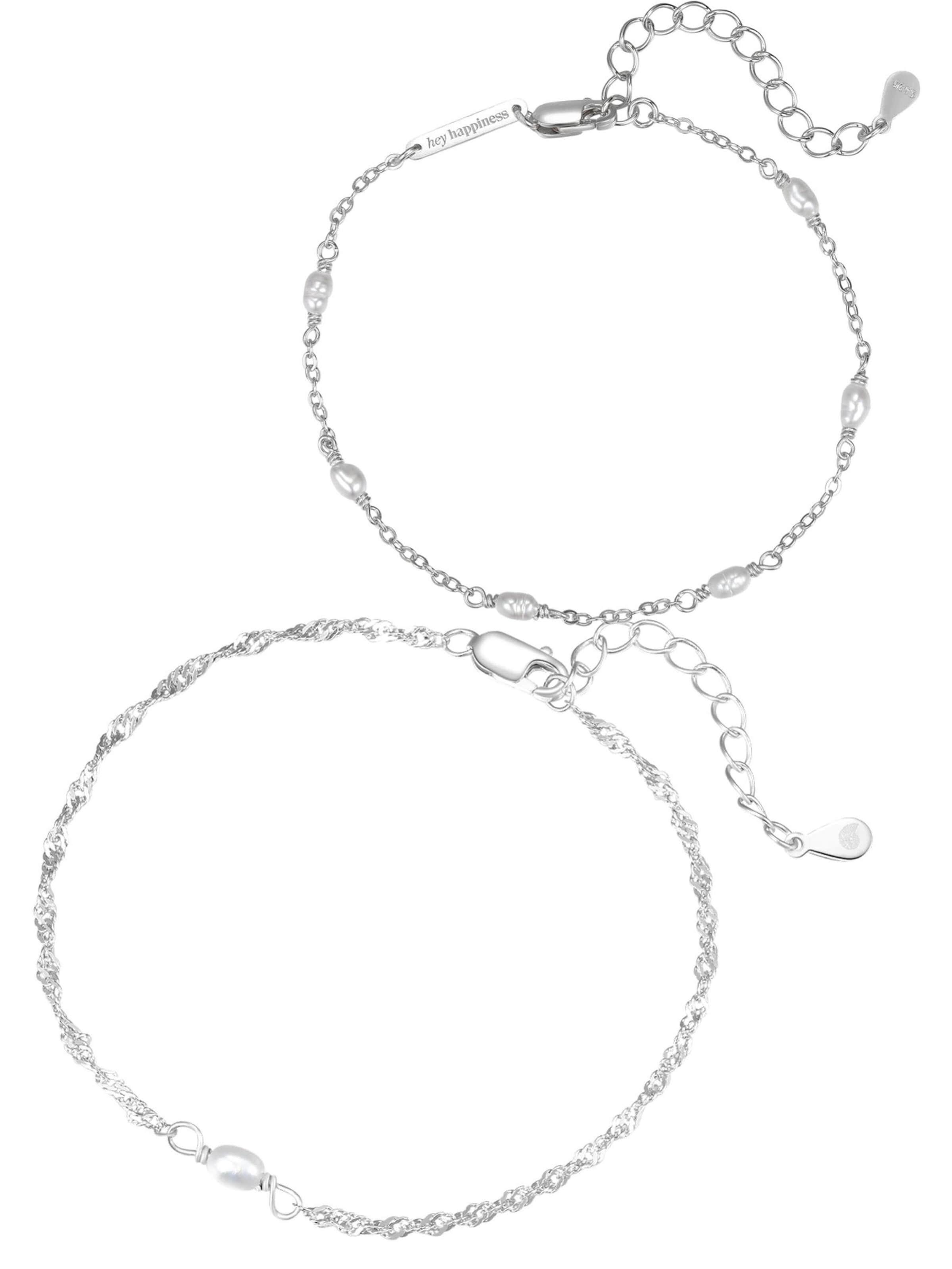 Hey Happiness Armband 'Freshwater Pearl Bracelets' in Zilver