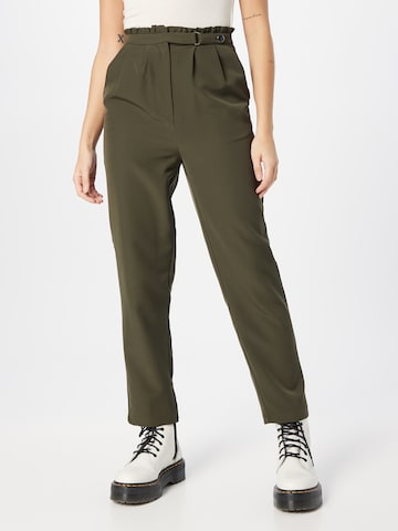 ABOUT YOU Tapered Pleat-Front Pants 'Meline' in Green: front