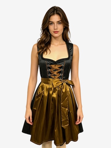 KoJooin Dirndl 'Dirndl Damen Trägerkleid Spitzenbesatz Schnürung Schürze Gürtel Midikleid' w kolorze złoty: przód
