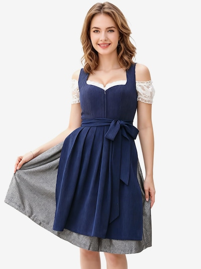 KoJooin Dirndl 'Damen Dirndl-Set aus Samt mit Rippenstruktur,3-teilig,bayerischer Festlook für Oktoberfest' in 36 in Navy, Item view