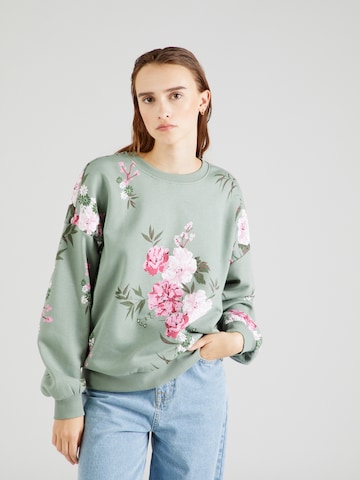 ONLY Sweatshirt 'WANTED' in Grün: Vorderseite