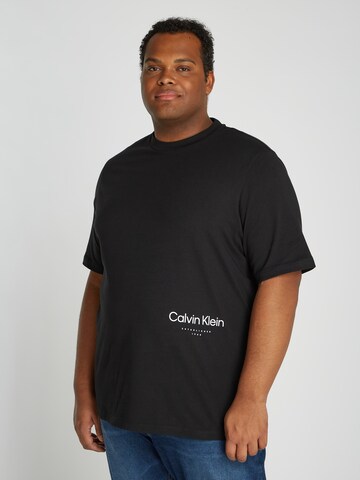 Tricou de la Calvin Klein Big & Tall pe negru: față