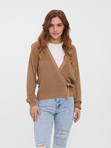 VERO MODA Knit Cardigan 'Lexsun' in Brown: front