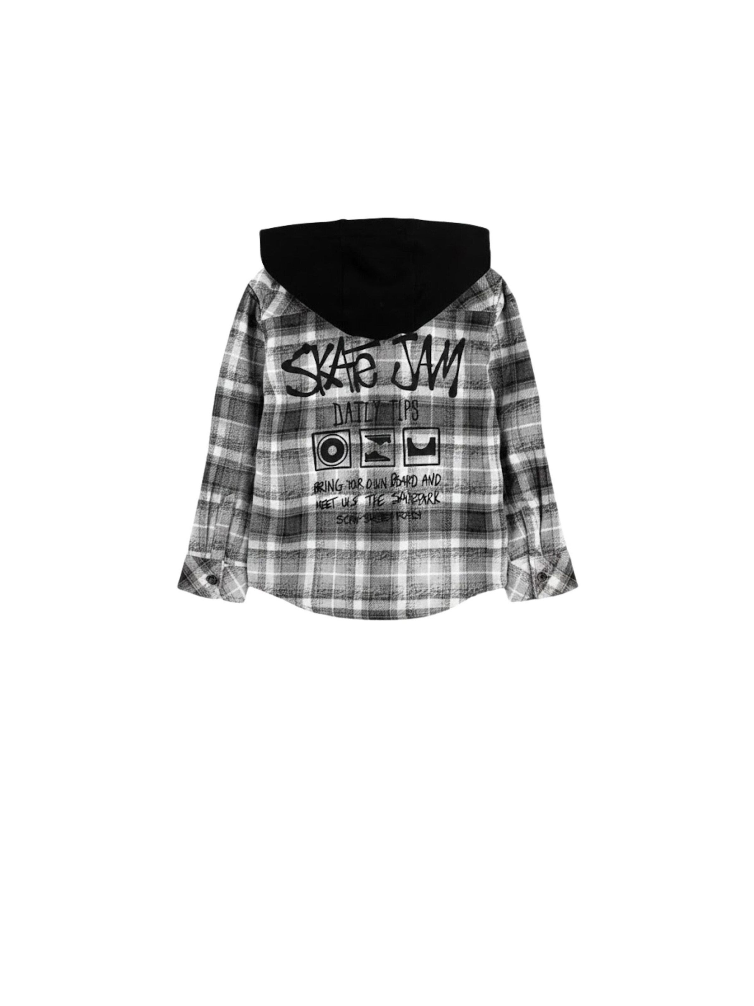 Solang Regular Fit Kapuzen Karohemd Layering Look Karomuster in Weiß