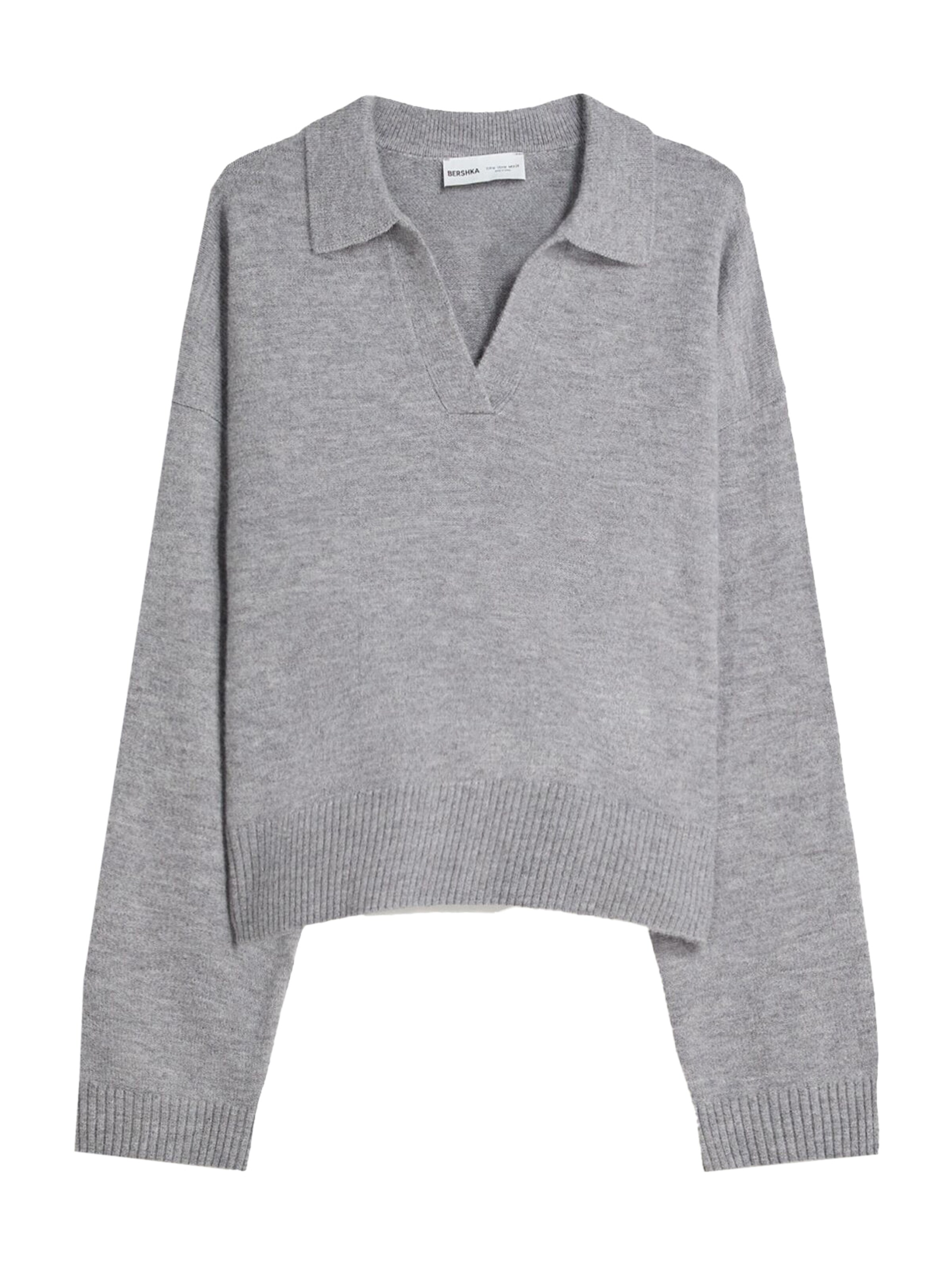Bershka Пуловер в сиво: отпред