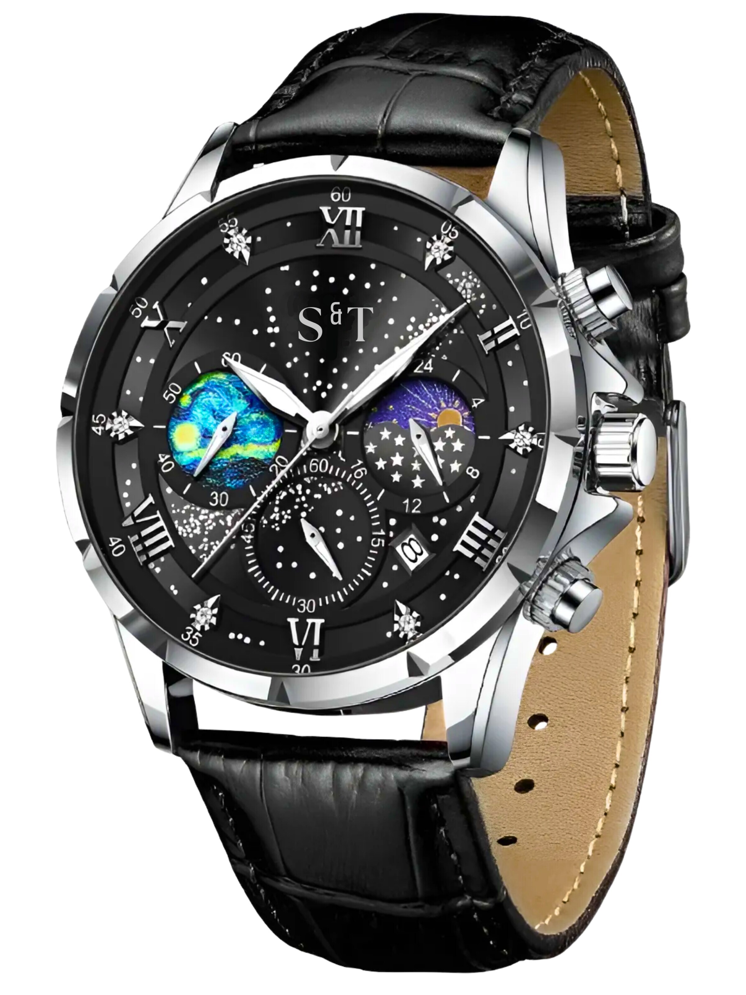 S&T Design Analog Watch 'MANSA LUX' in Black