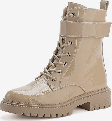 Bottines à lacets Elara en beige : devant