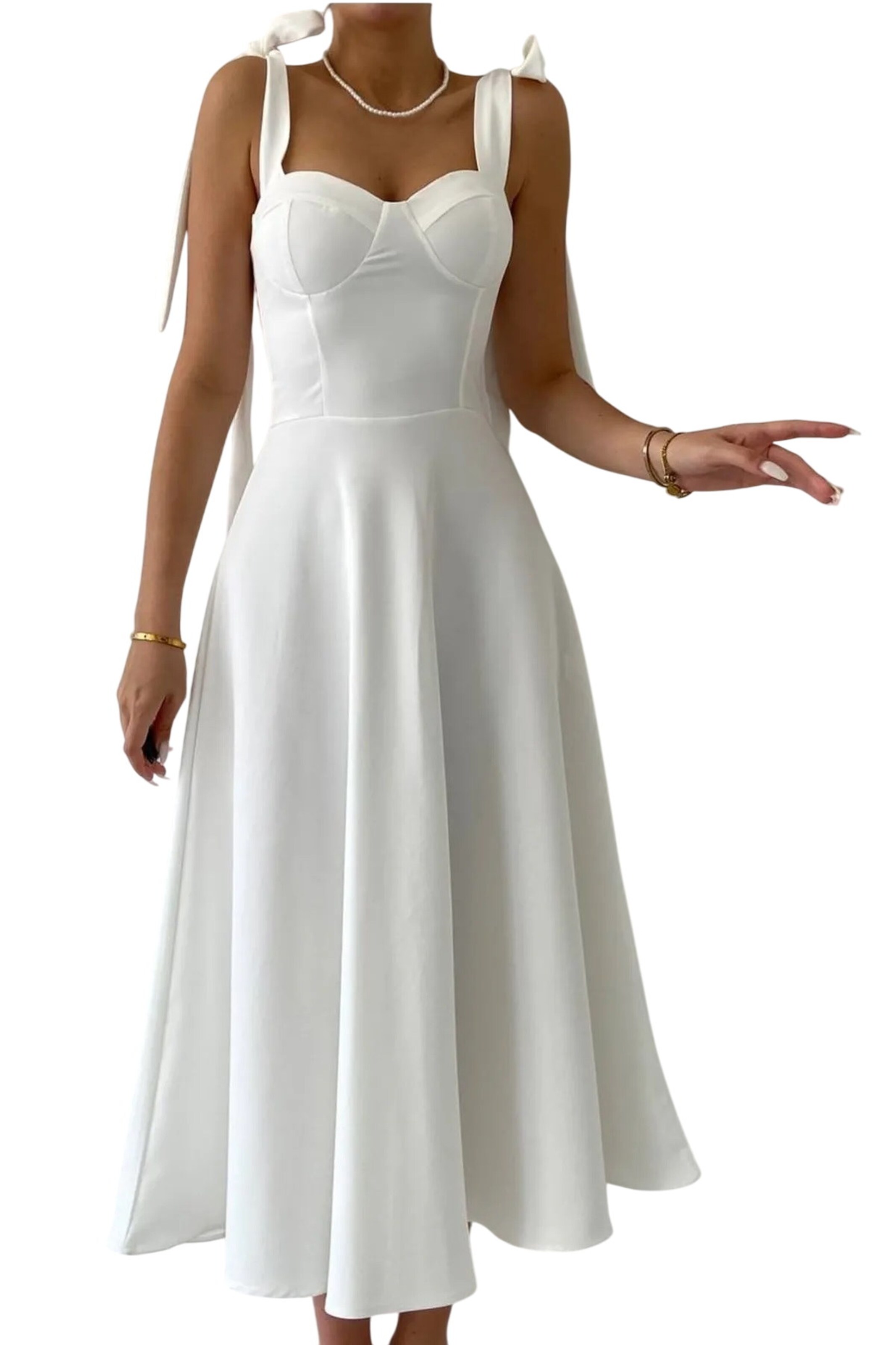 WOMAN VISION Cocktailjurk in Wit: voorkant