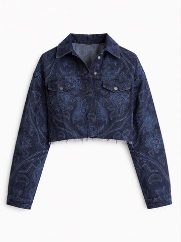 IT'S BASIC Between-season jacket 'Rhinestone Printed Denim Jacket' in Blue