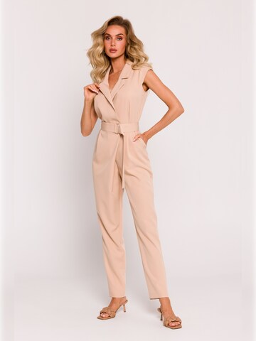 made of emotion - Jumpsuit en beige: frente