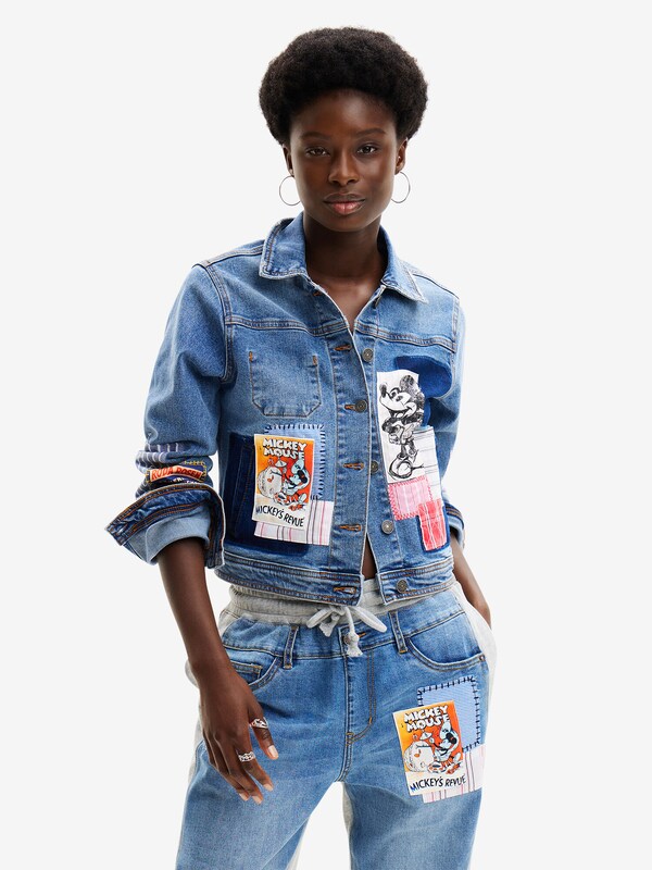 Desigual Between-Season Jacket 'Mickey Mouse' in Navy, Blue Denim
