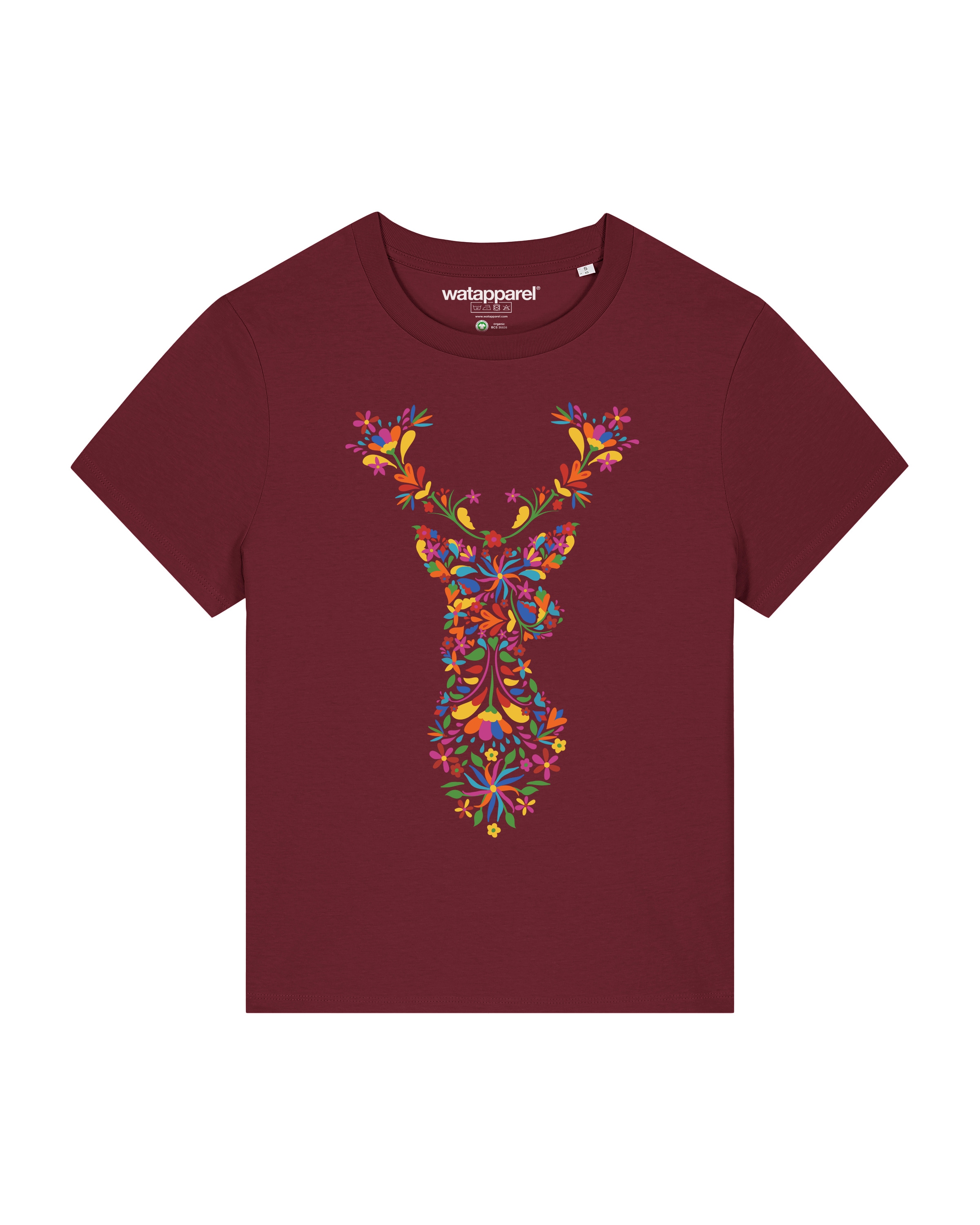 Maglietta ' Floral Deer ' di Watapparel in rosso: frontale